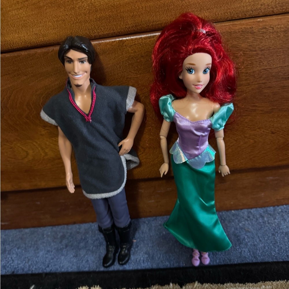 Disney Ariel and Eric Doll Set with Red and Green Outfits